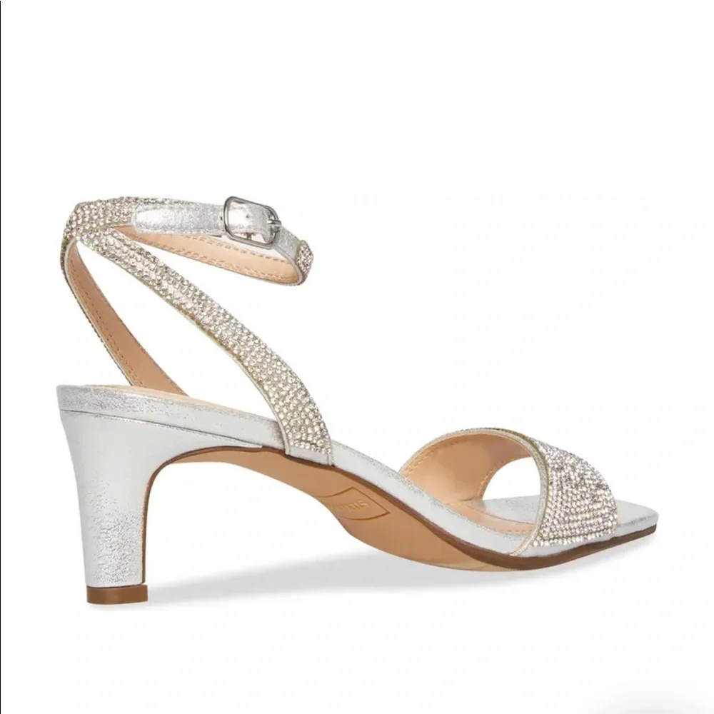 Steve Madden Silver Rhinestone Ankle-Strap Dress Sandal